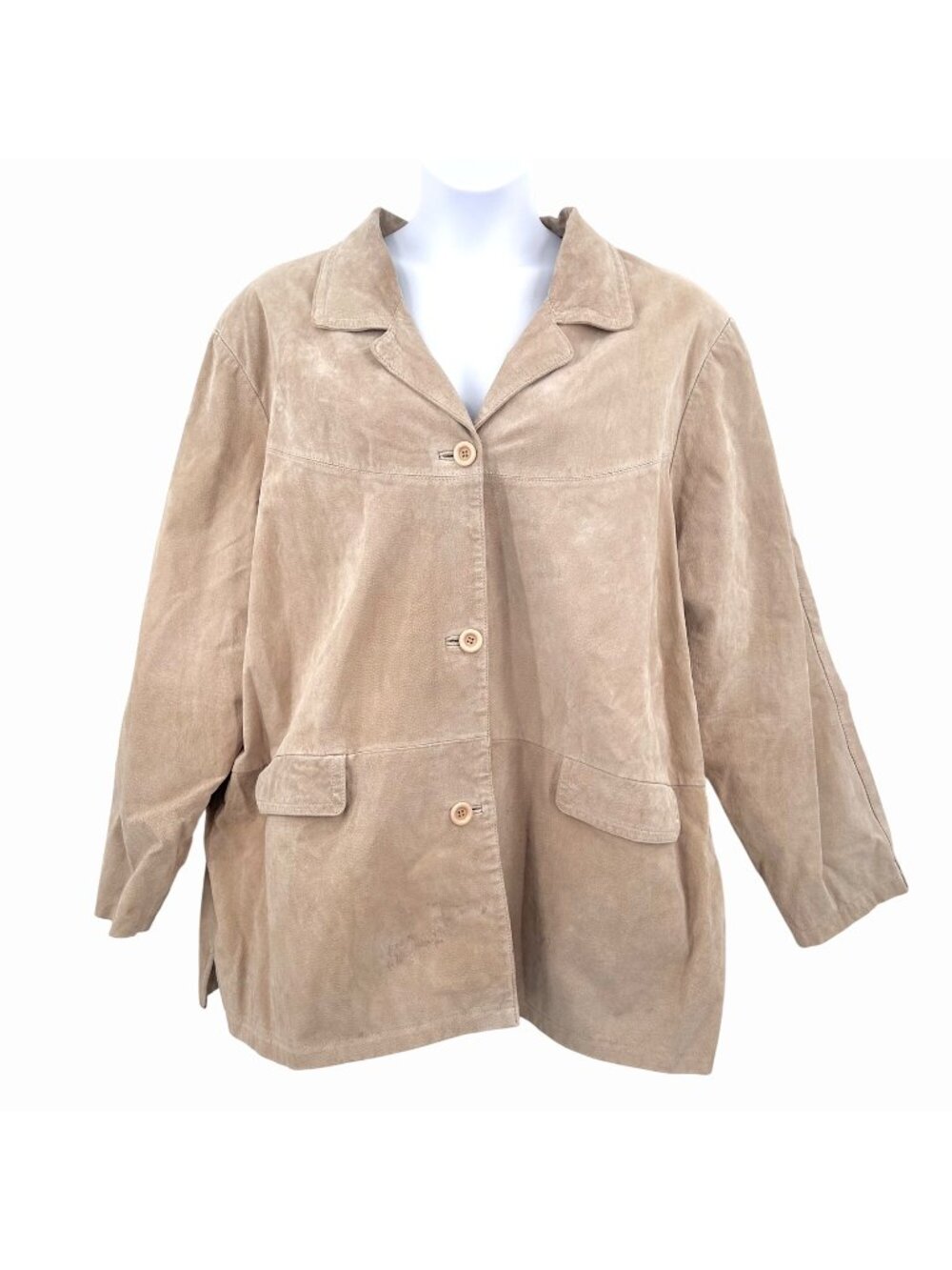 JESSICA HOLBROOK BEIGE SUEDE LEATHER JACKET W/ POCKETS - 3X